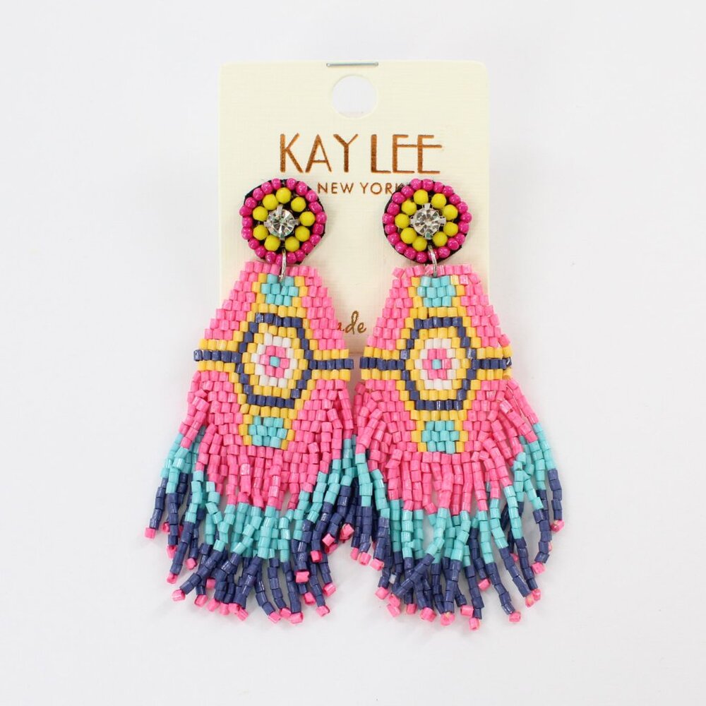 KAYLEE Seed Beaded Beautiful Southwest Tribal Post Earrings Made ❤️ in India